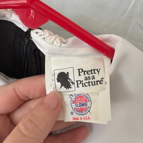 Pretty as a Picture Vintage Velour Velvet Lace Trim Dress 12 Months Union Made - Picture 5 of 7